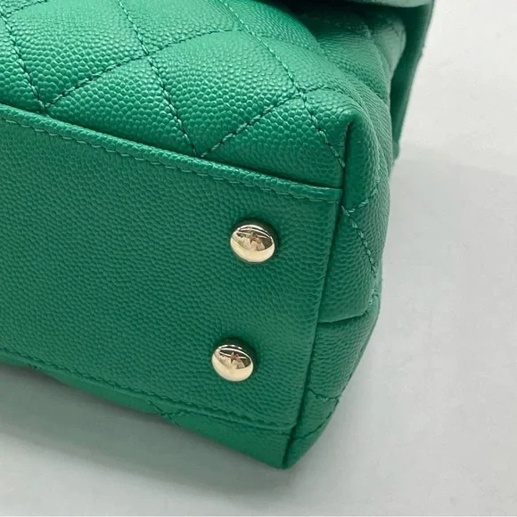 CHANEL Green Caviar Coco Top Handle Flap Bag Small GHW - Picture 7 of 15